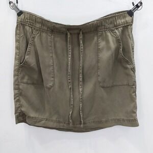 C&C California Mini Skirt Women's Medium Green Lyocell Drawstring Minimalist